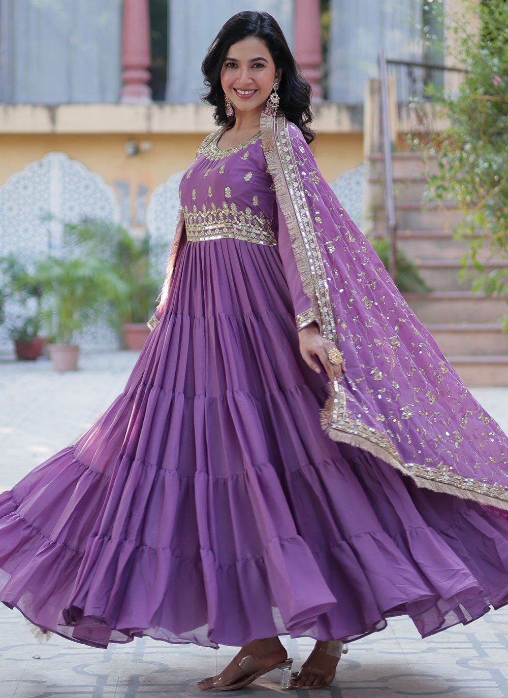 Embroidered Georgette Gown - G1929