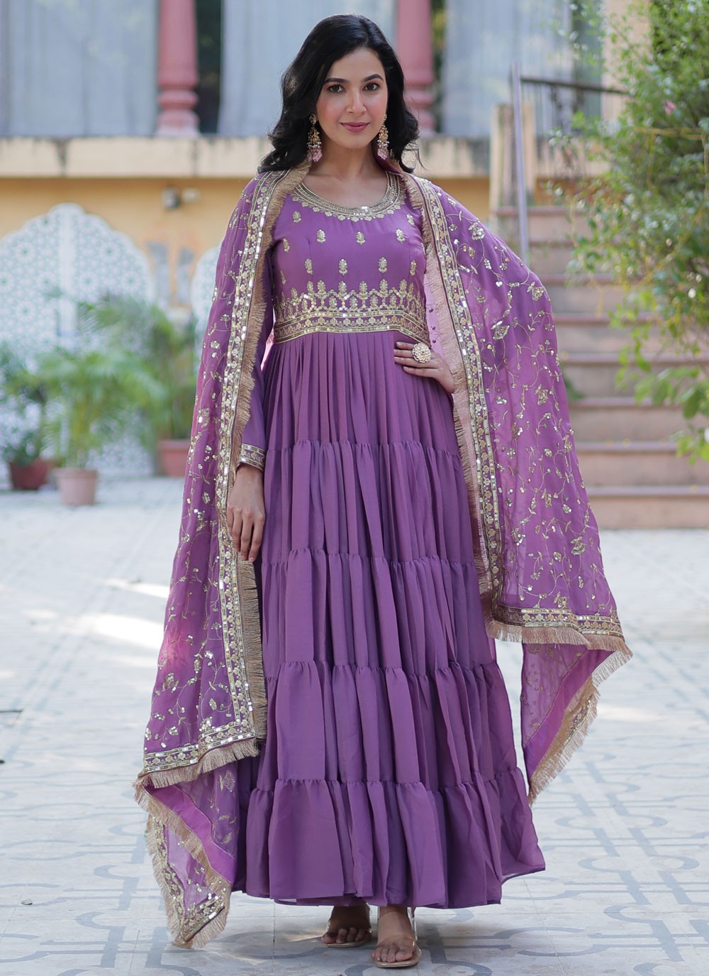 Embroidered Georgette Gown - G1929