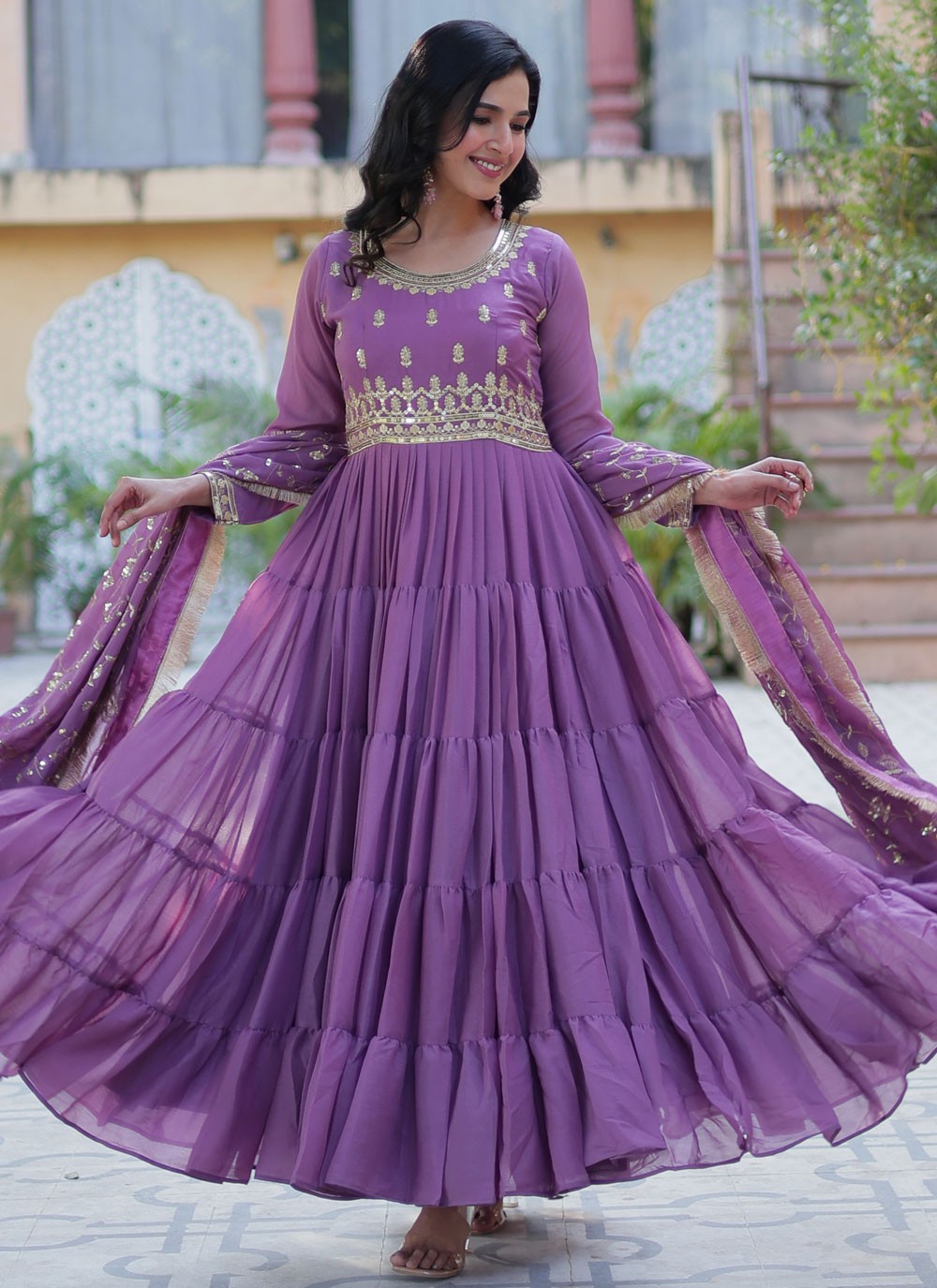 Embroidered Georgette Gown - G1929