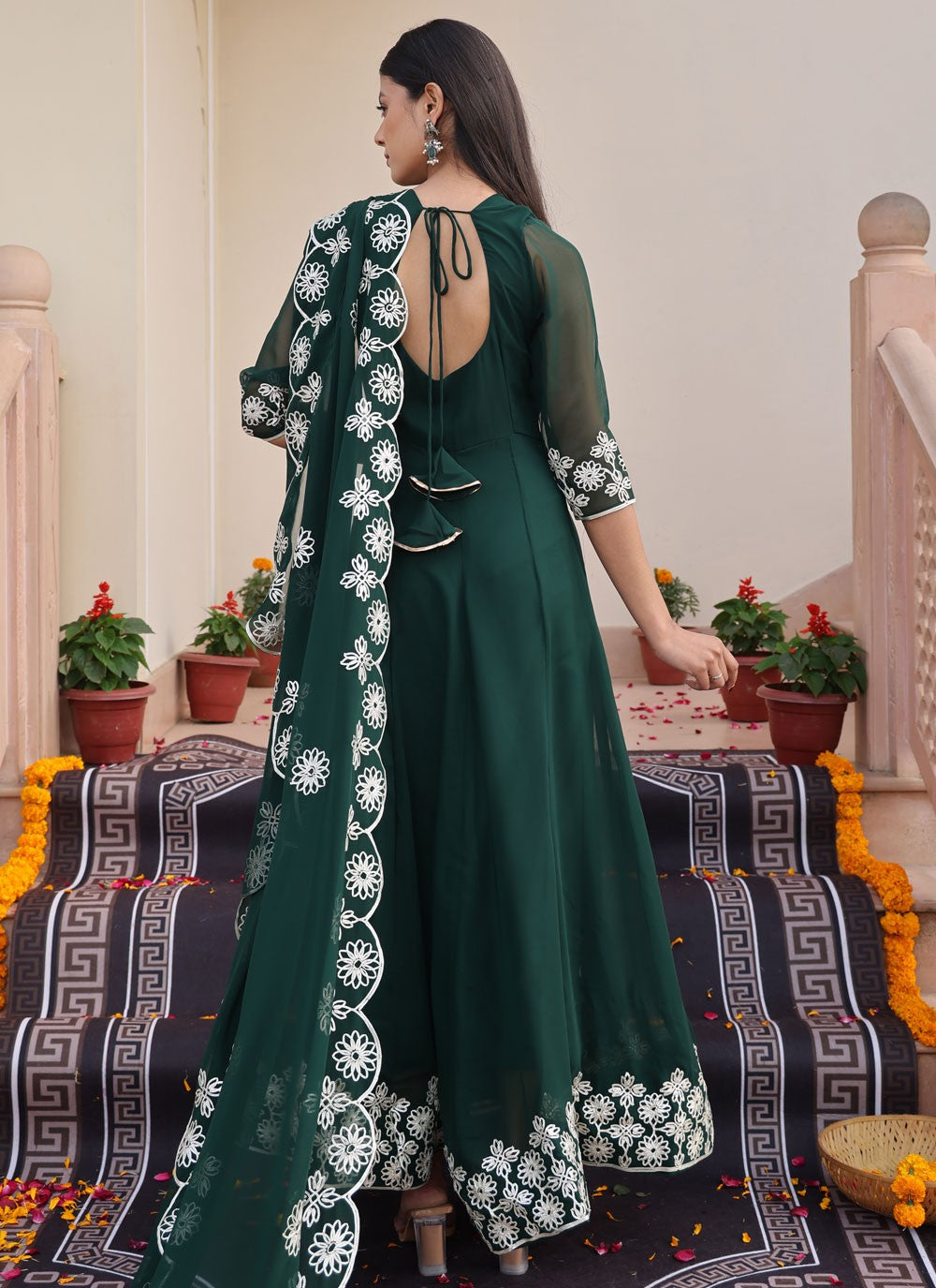 Salwar Suit Embroidered Green Georgette T5867