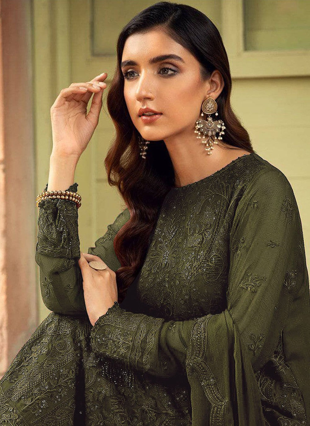 Faux Georgette Straight Suit - T919