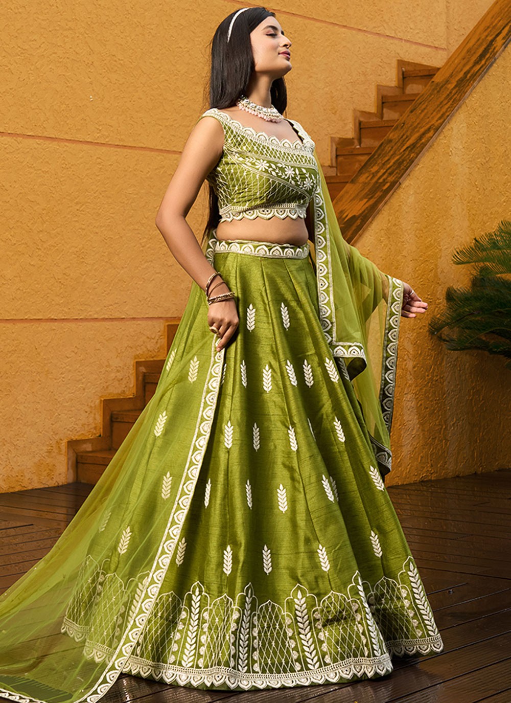 Embroidered Art Silk A - Line Lehenga - L2951