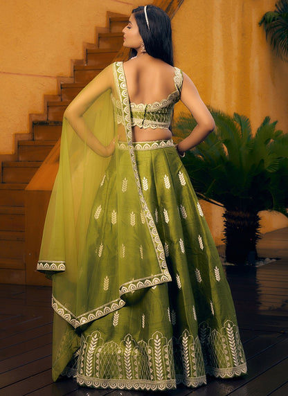 Embroidered Art Silk A - Line Lehenga - L2951