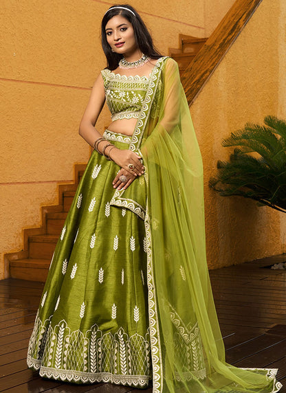 Embroidered Art Silk A - Line Lehenga - L2951