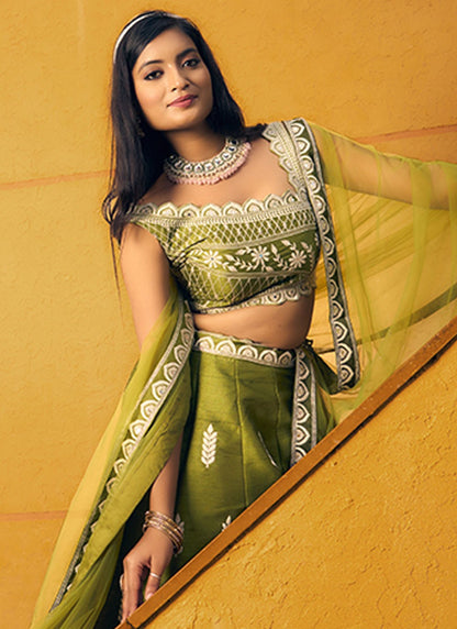 Embroidered Art Silk A - Line Lehenga - L2951