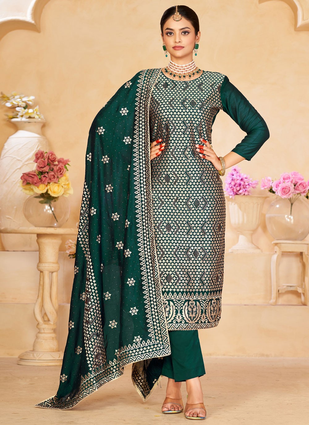 Vichitra Silk Salwar Suit - T1629