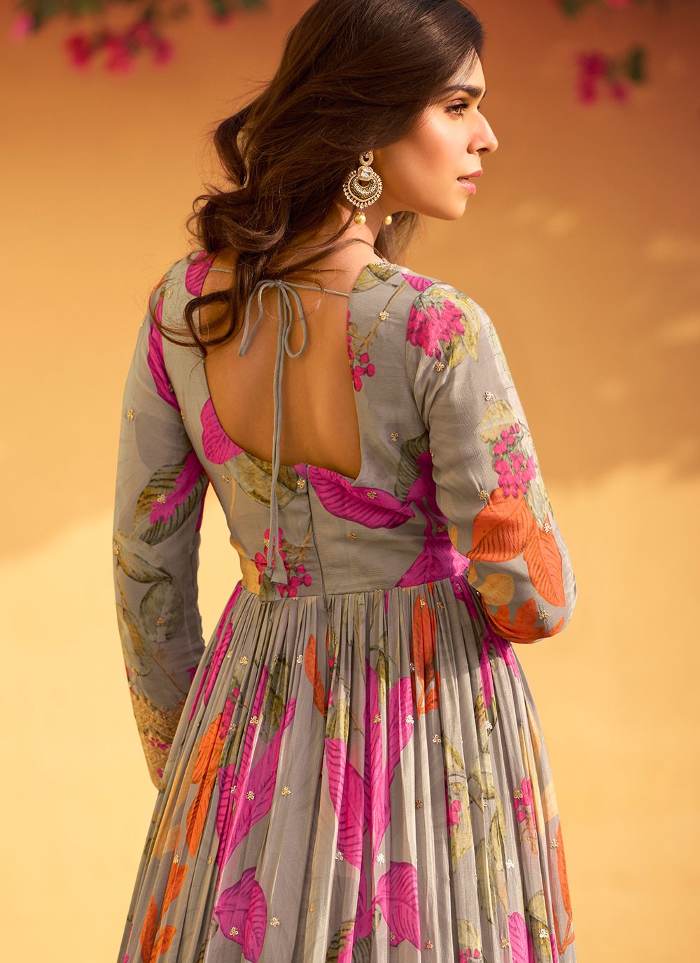 Embroidered Chinon Gown - G1858