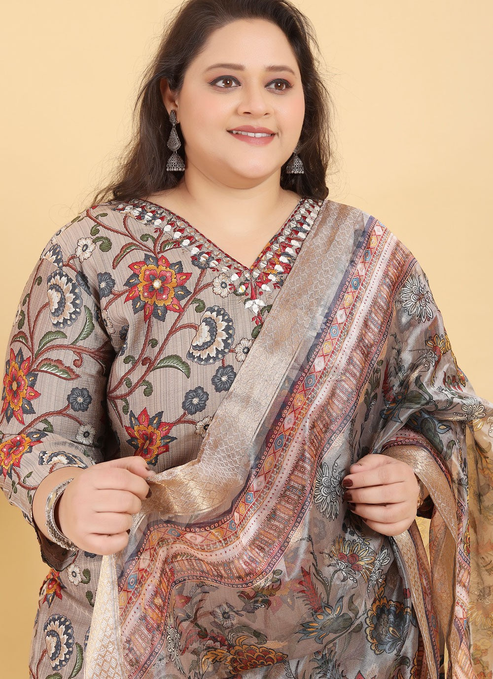 Salwar Suit Embroidered Grey Viscose T5402