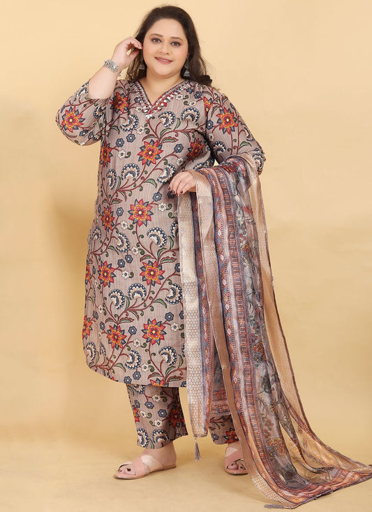 Salwar Suit Embroidered Grey Viscose T5402