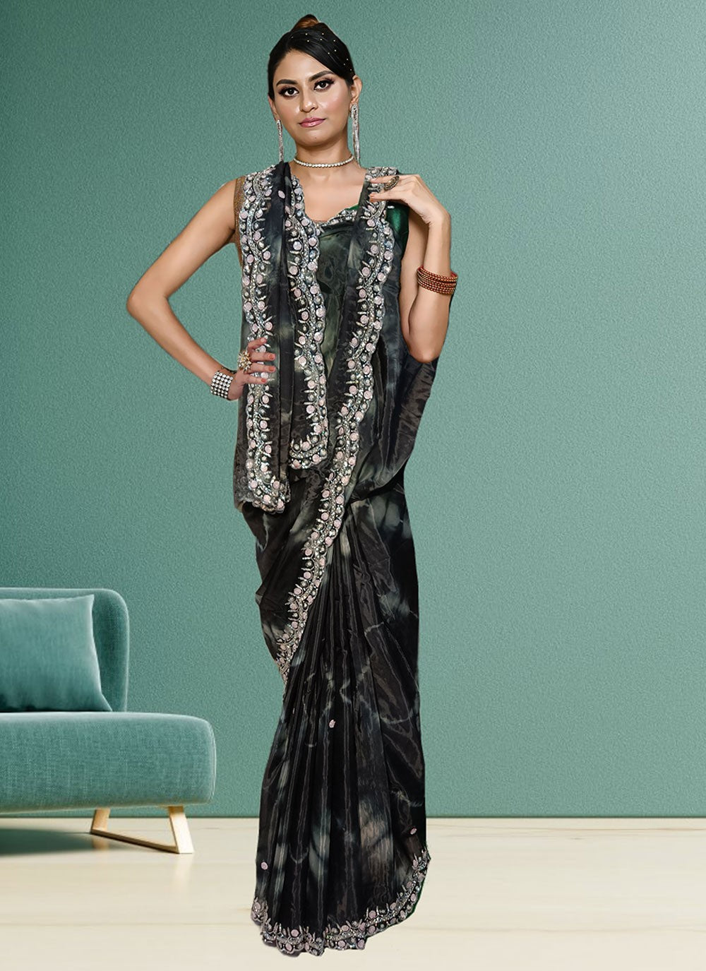 Classic Embroidered Tissue Saree - S6575