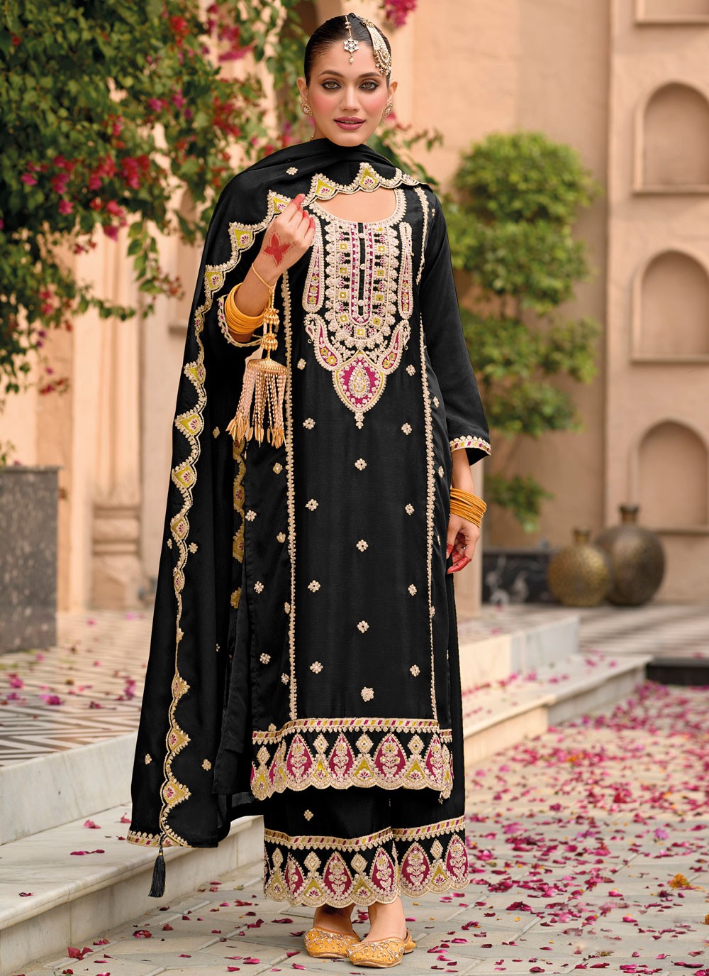 Archive Embroidered, Mirror, Zari 316673 Black T6785