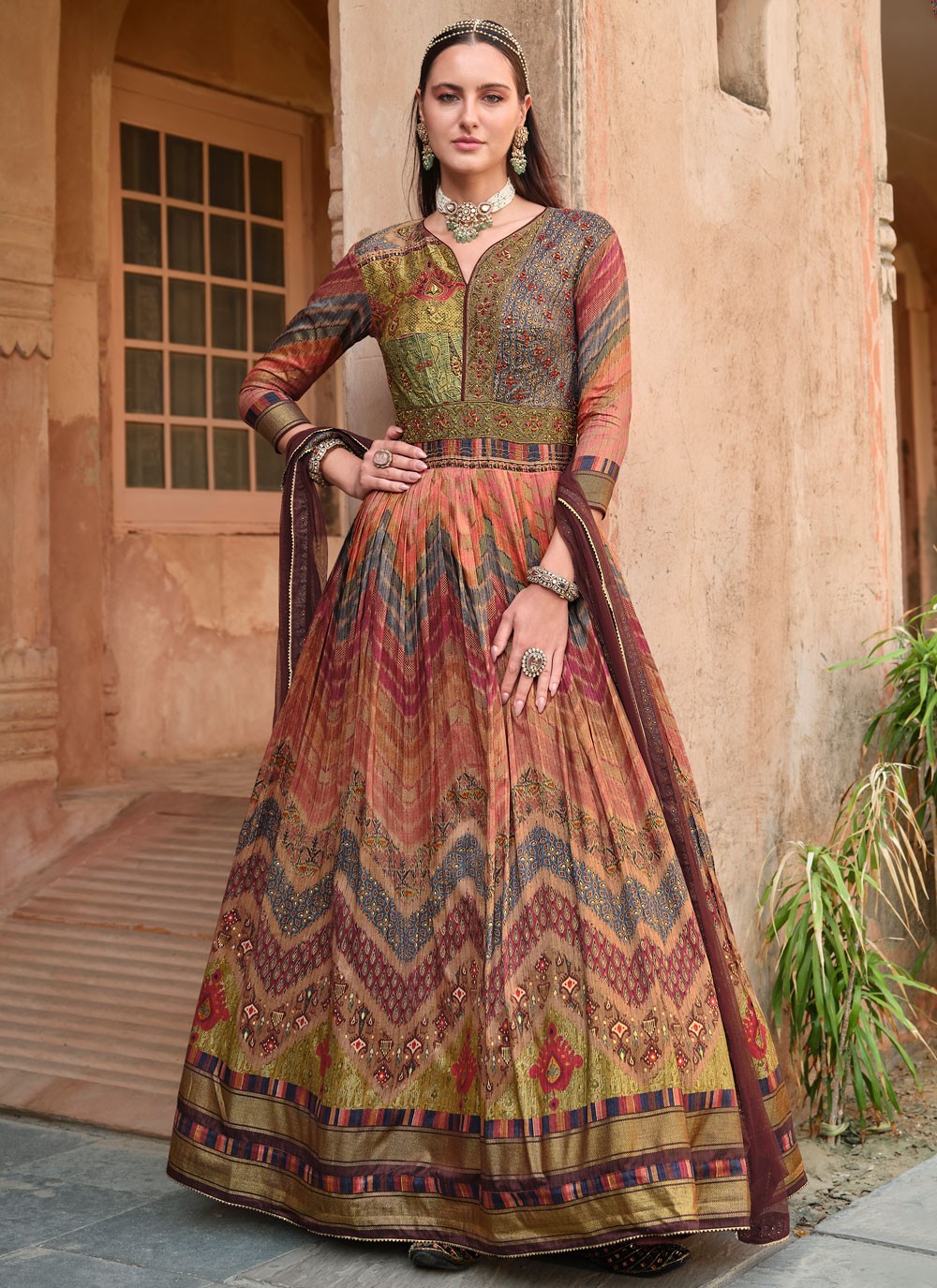 Embroidered Silk Gown - G1886
