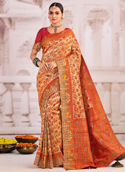 Multi Colour Silk Trendy Saree Embroidered, Patch Border S19985