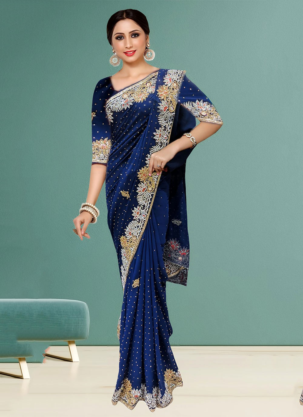 Classic Embroidered Tissue Saree - S6575