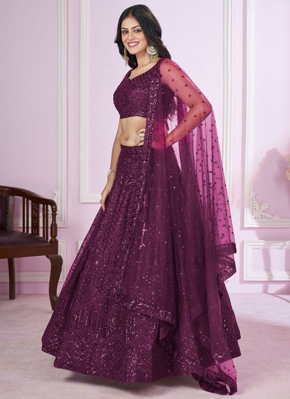 Embroidered Net A - Line Lehenga - L2142