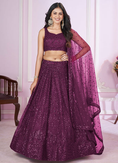 Embroidered Net A - Line Lehenga - L2142