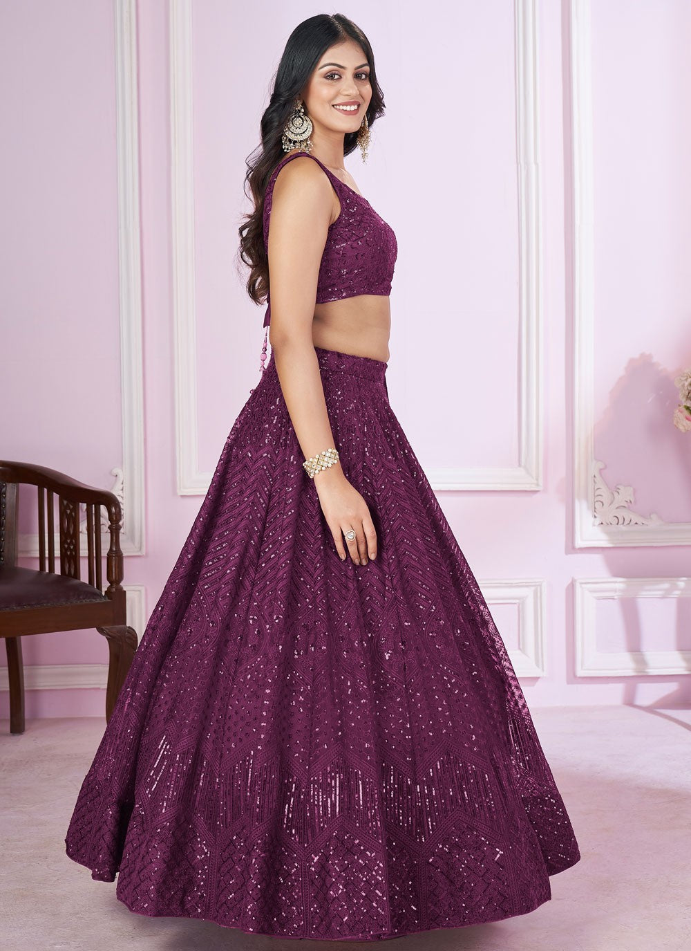 Embroidered Net A - Line Lehenga - L2142