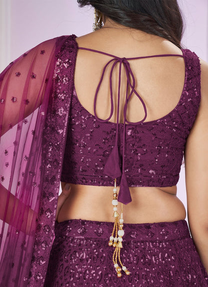 Embroidered Net A - Line Lehenga - L2142