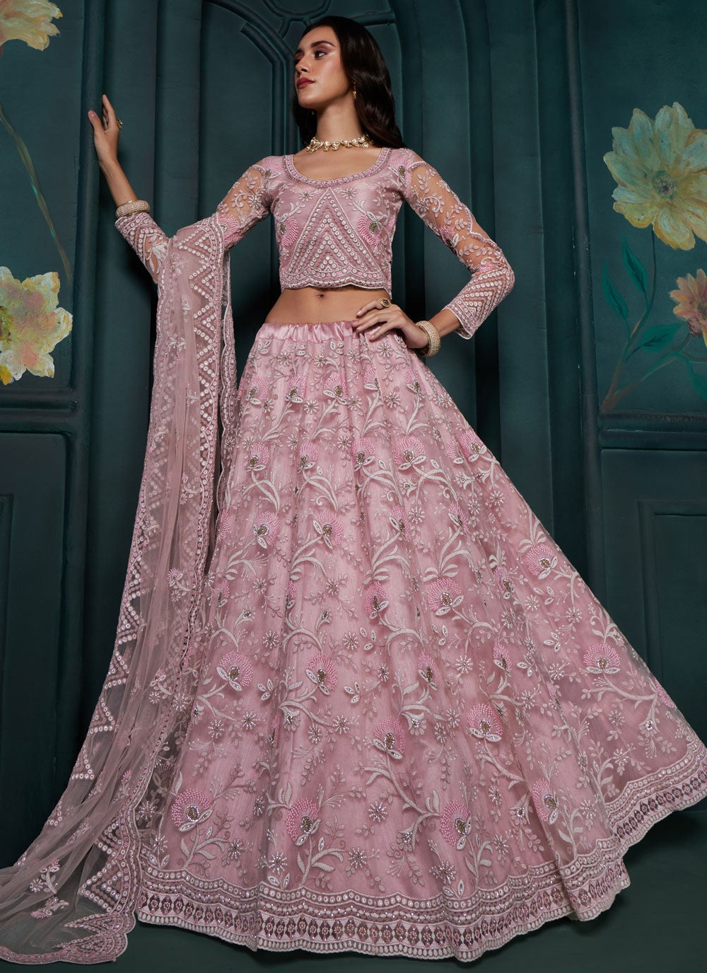 Embroidered Georgette A - Line Lehenga - L2407