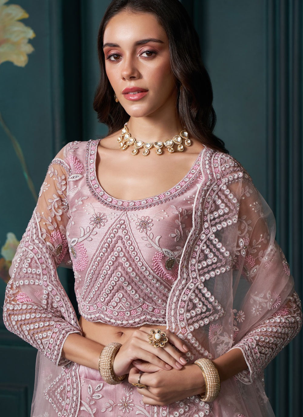 Embroidered Georgette A - Line Lehenga - L2407
