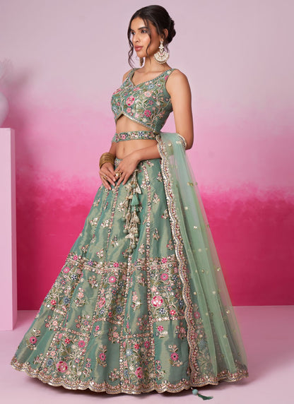 Embroidered Silk A - Line Lehenga - L2233
