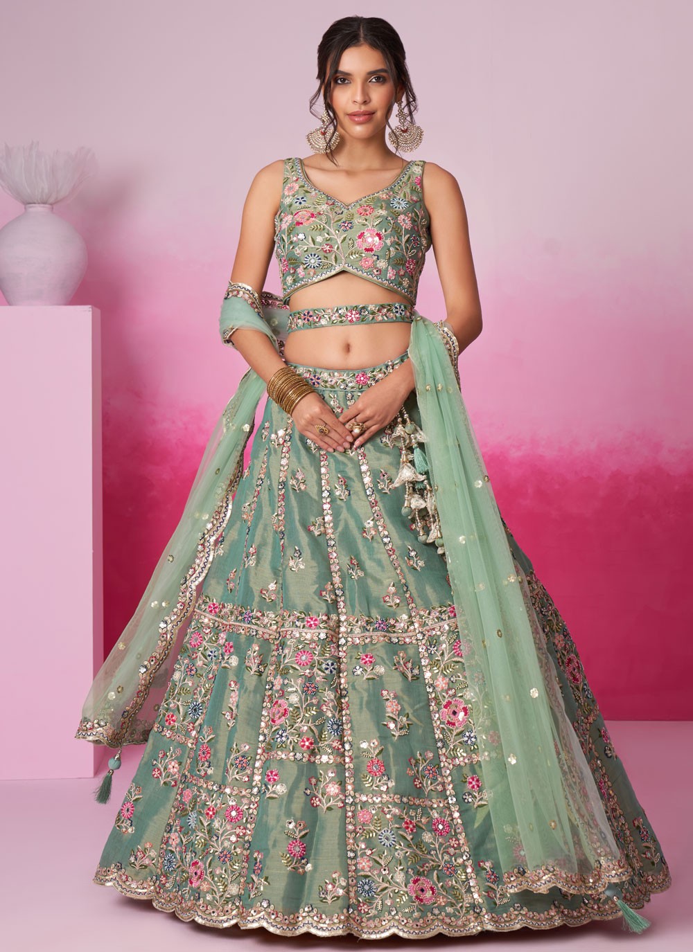 Embroidered Silk A - Line Lehenga - L2233