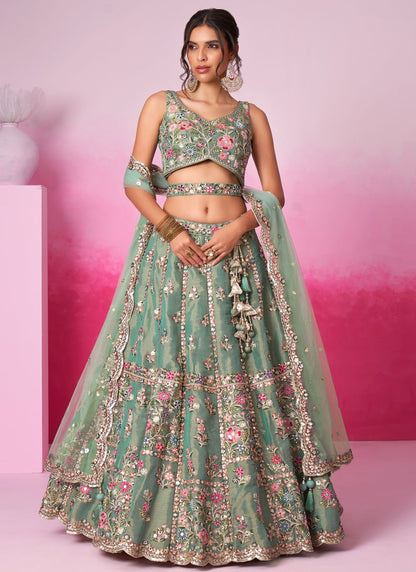 Embroidered Silk A - Line Lehenga - L2233