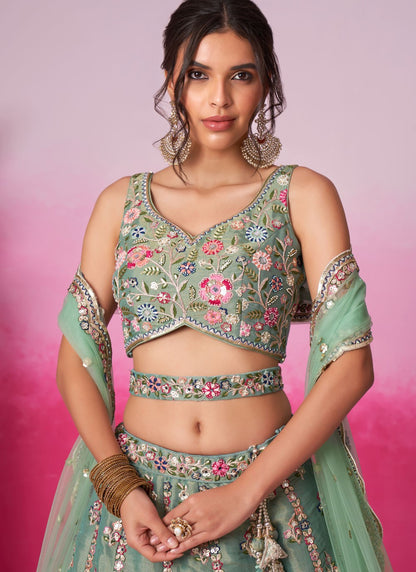 Embroidered Silk A - Line Lehenga - L2233