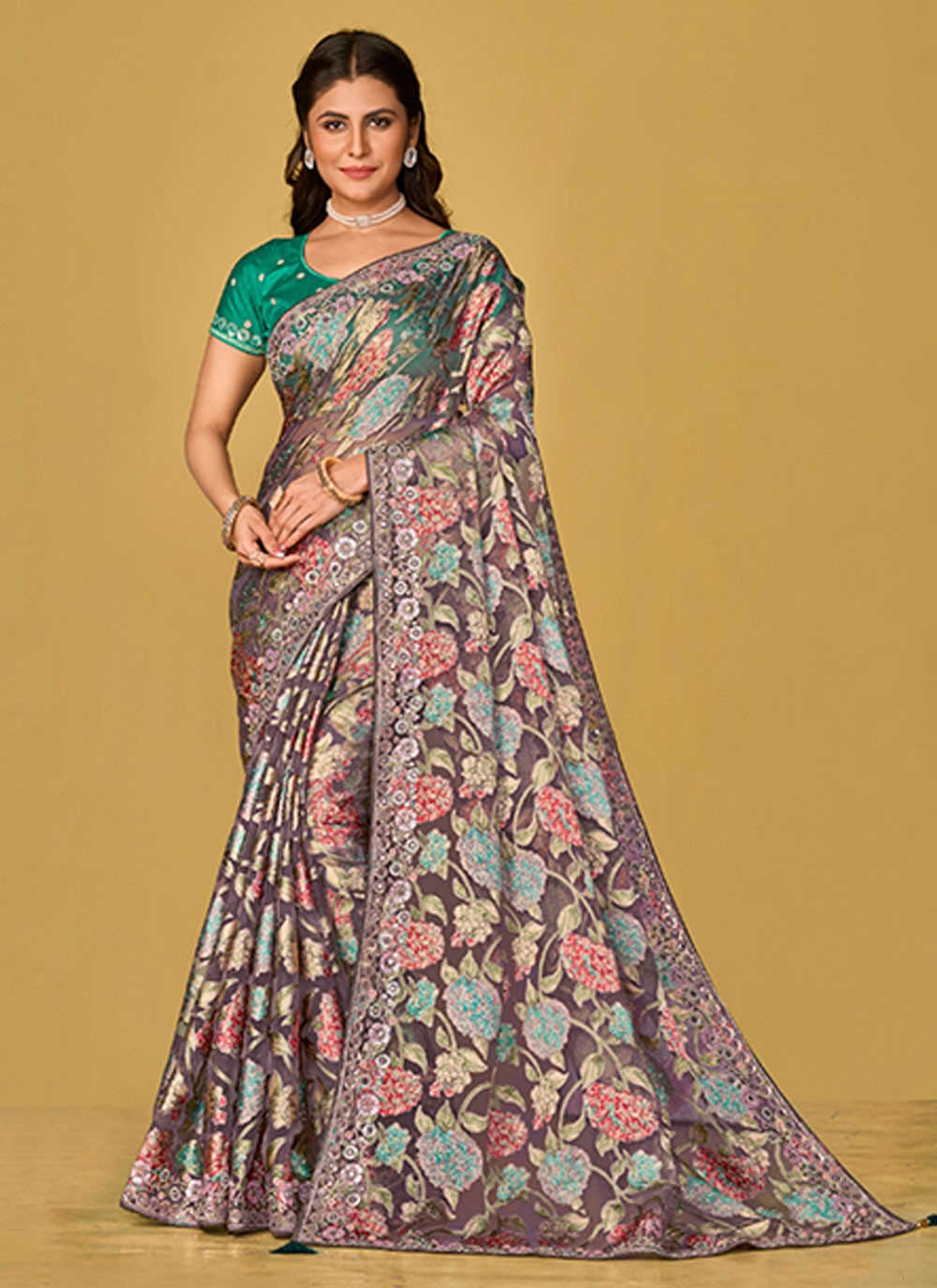 Classic Embroidered Organza Saree - S6945