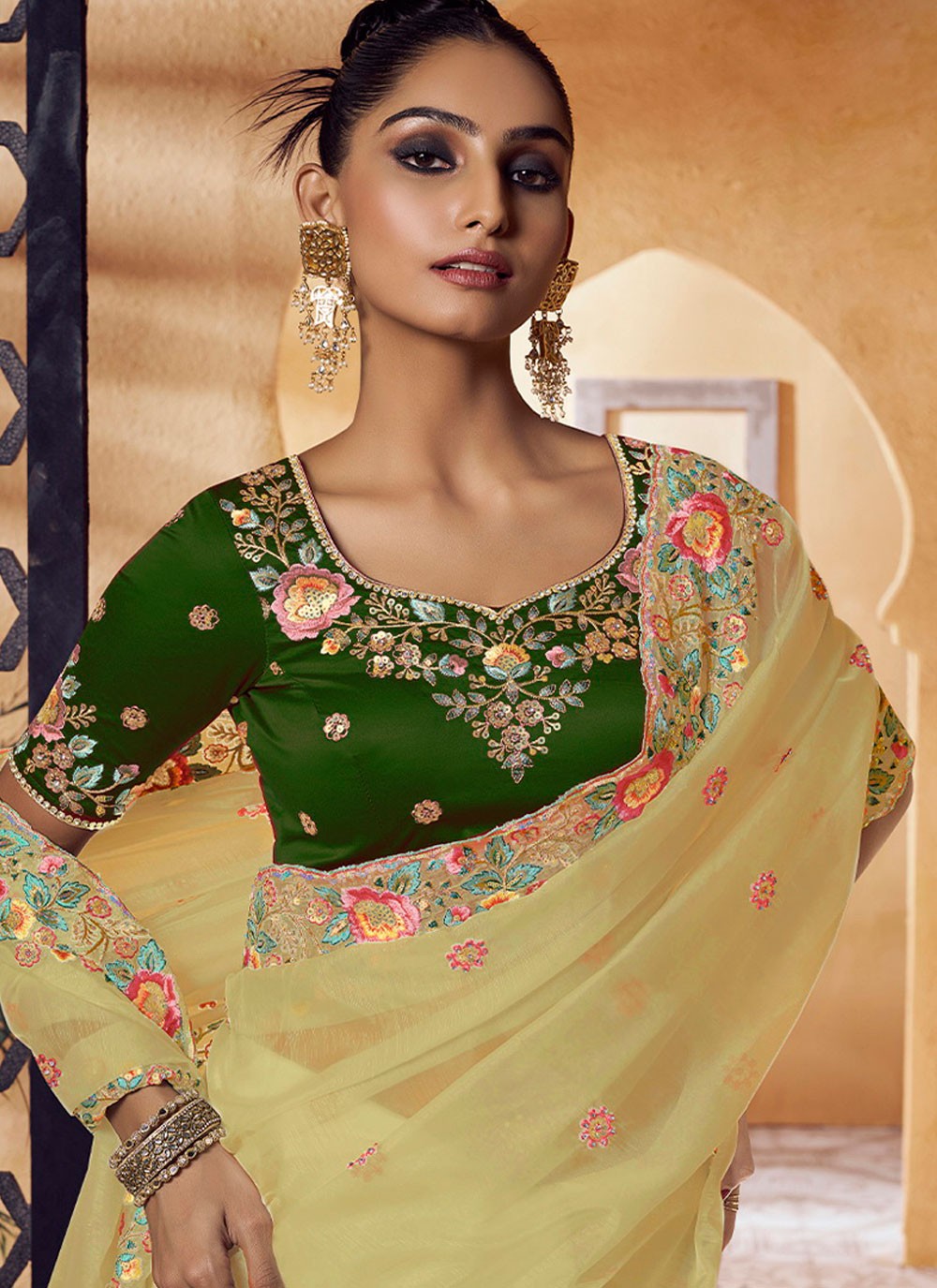 Classic Embroidered Pure Crepe Saree - S6397