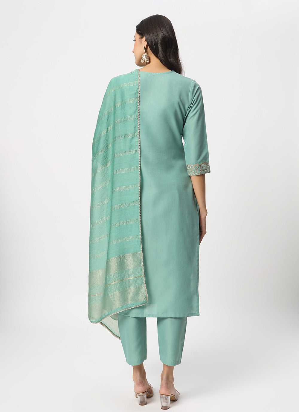 Embroidered Cotton Pant Style Suit - T4519