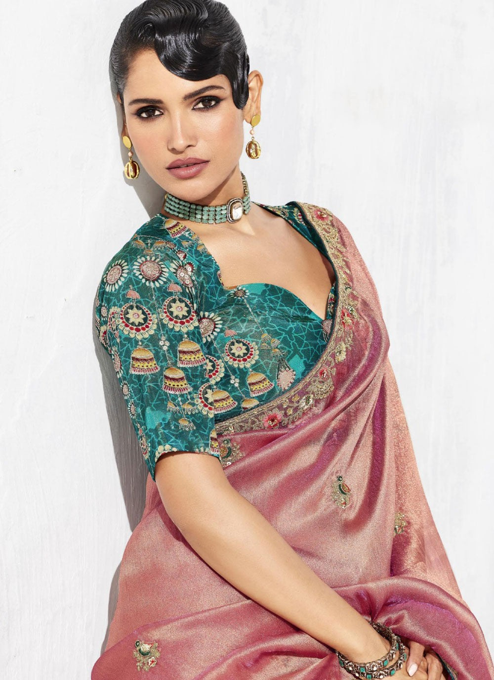 Pink Fancy Fabric Classic Saree Border Work, Embroidered S19805