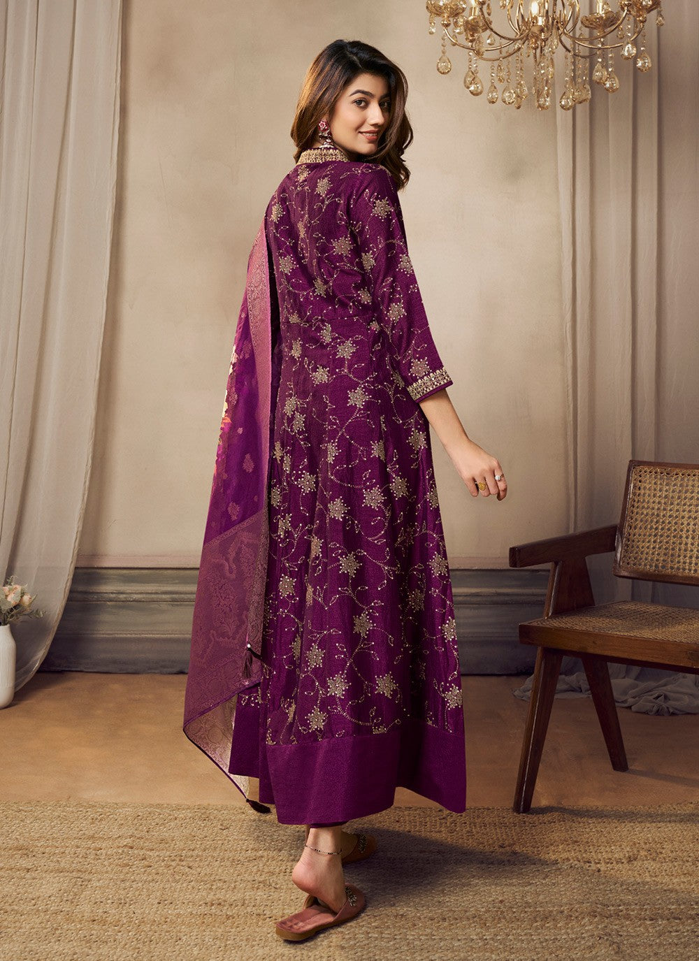 Embroidered Silk Anarkali - T4660
