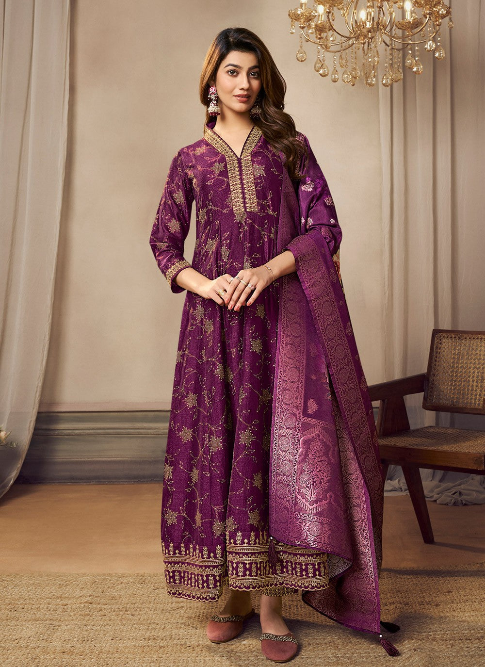 Embroidered Silk Anarkali - T4660