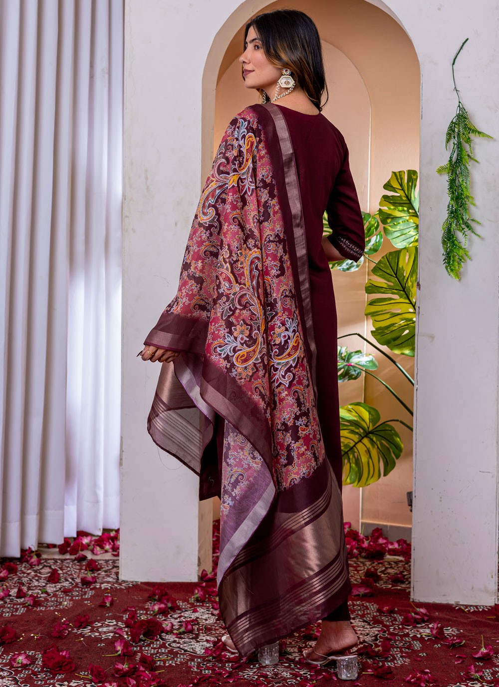 Salwar Suit Embroidered Purple T7542