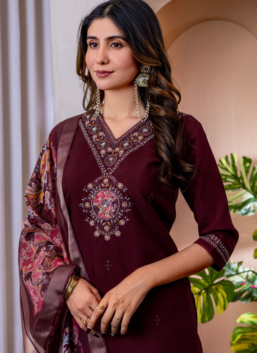 Salwar Suit Embroidered Purple T7542
