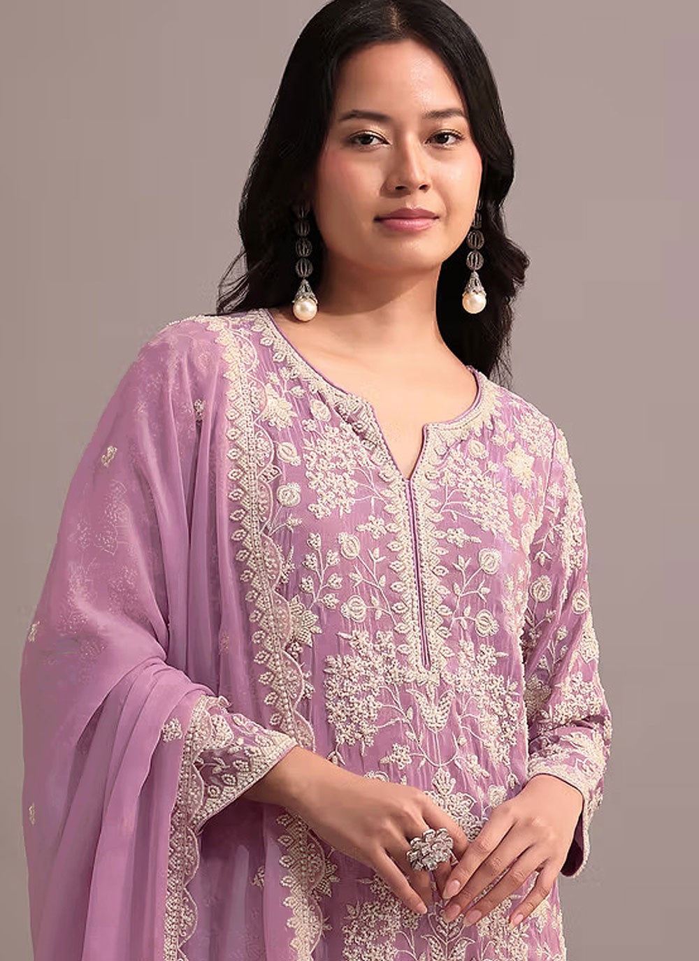 Salwar Suit Embroidered, Khatli Work, Thread Purple T6730