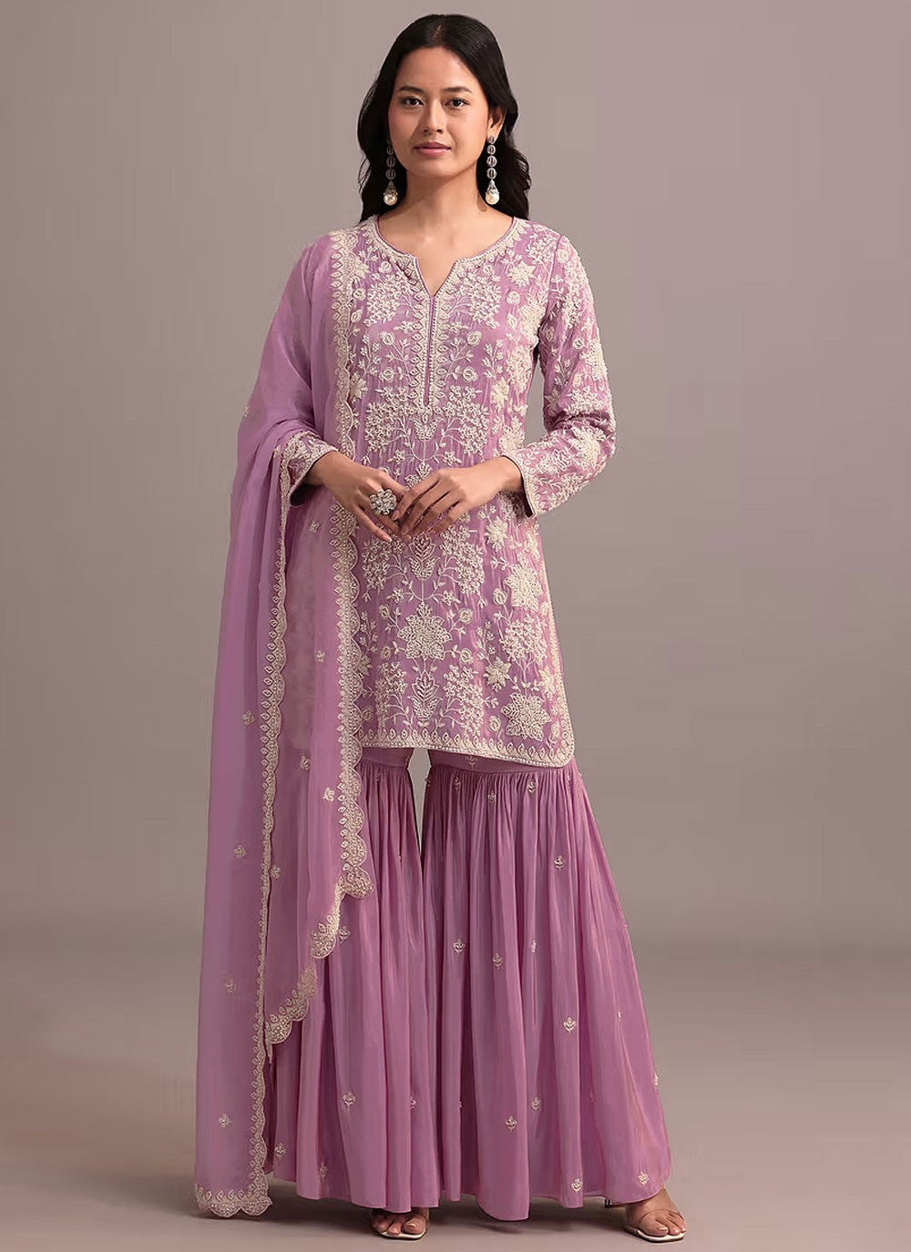 Salwar Suit Embroidered, Khatli Work, Thread Purple T6730