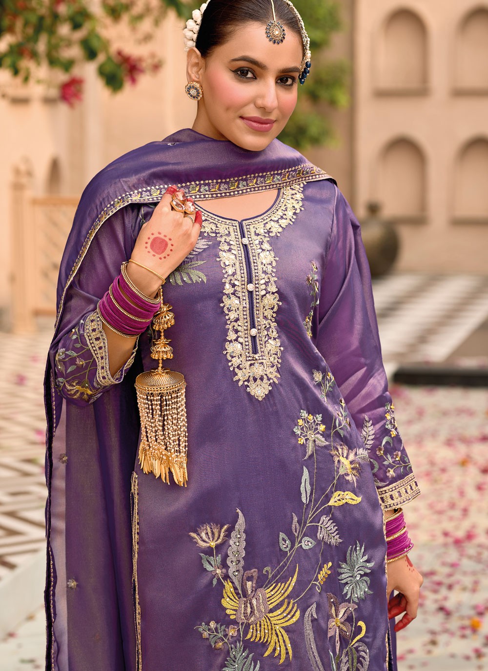 Salwar Suit Embroidered Purple Shimmer T5215