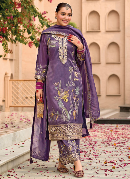 Salwar Suit Embroidered Purple Shimmer T5215