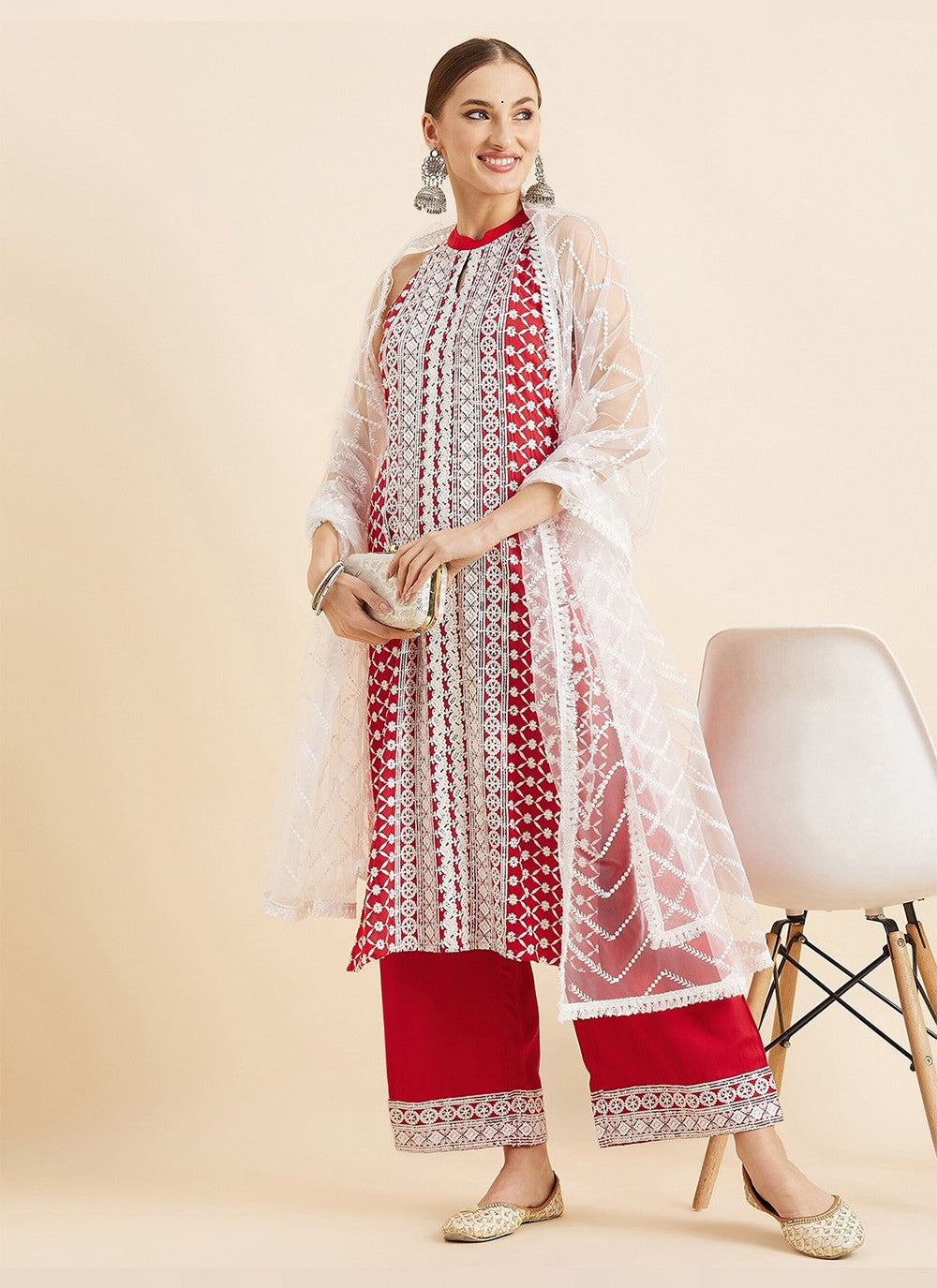 Rayon, Viscose Straight Suit - T1174