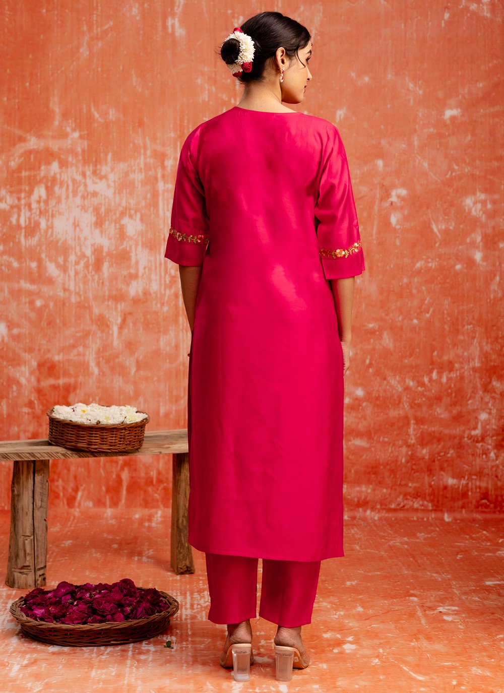 Salwar Suit Embroidered Hot Pink T7351