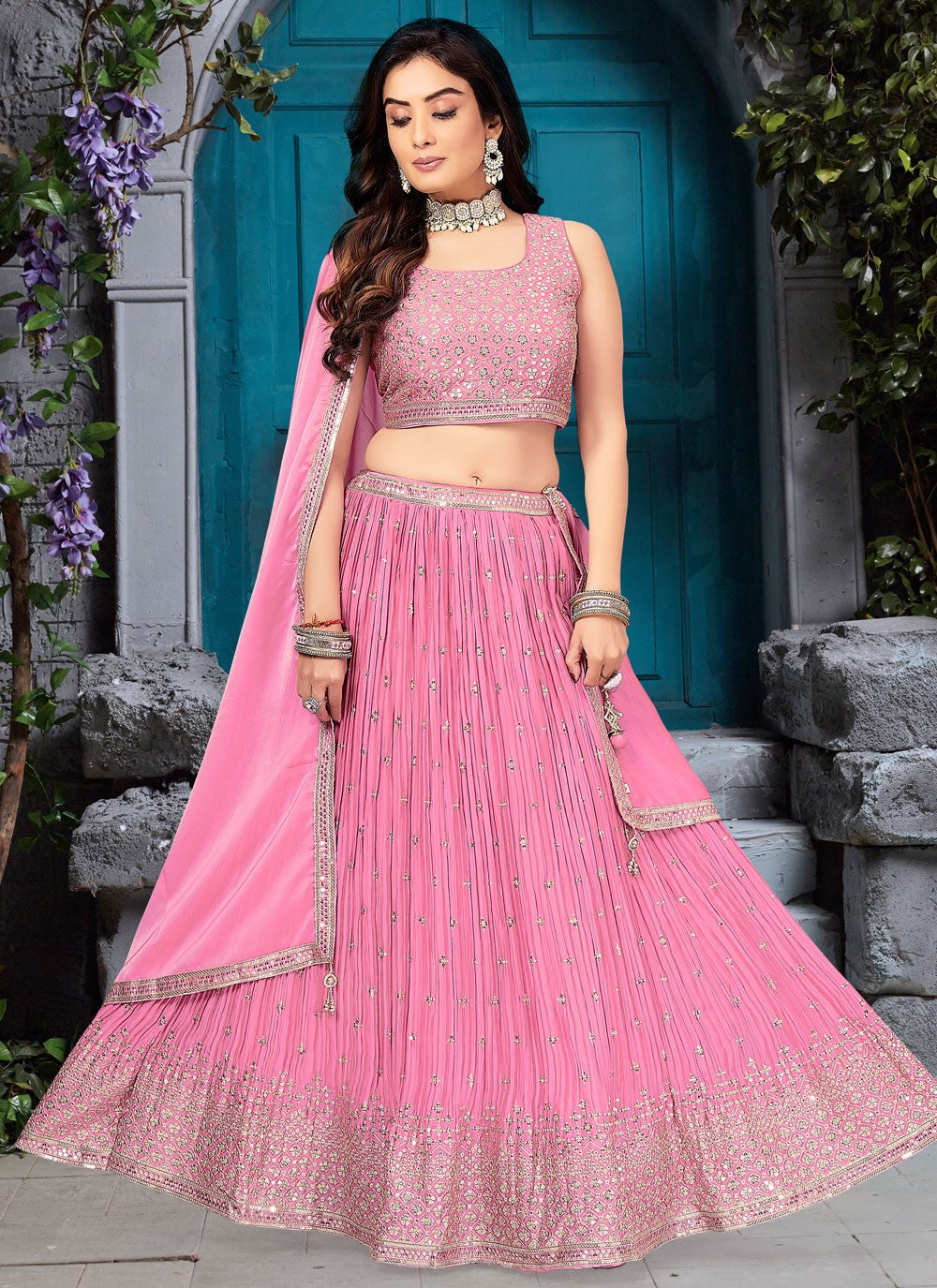 Embroidered Silk Readymade Lehenga Choli - L2627