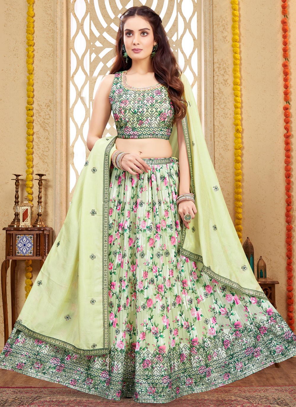 Embroidered Silk Readymade Lehenga Choli - L2660
