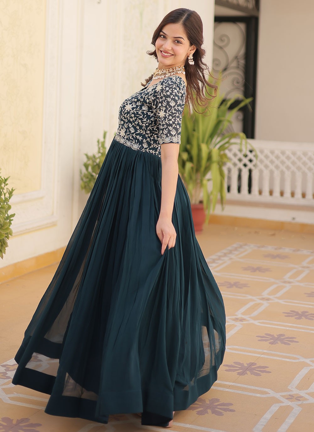 Faux Georgette Gown - G1419