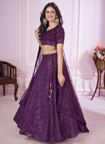 Embroidered Net A - Line Lehenga - L2142