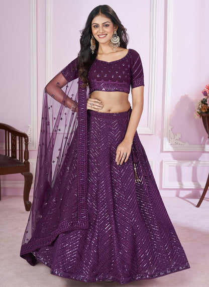 Embroidered Net A - Line Lehenga - L2142