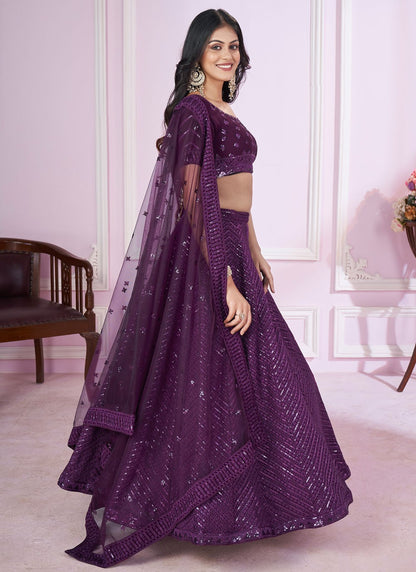 Embroidered Net A - Line Lehenga - L2142