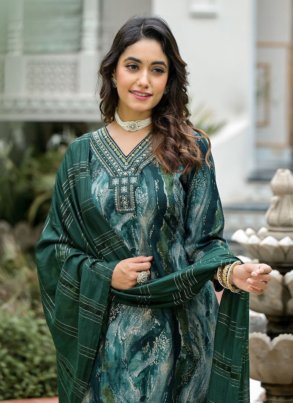 Embroidered Silk Salwar Suit - T4673