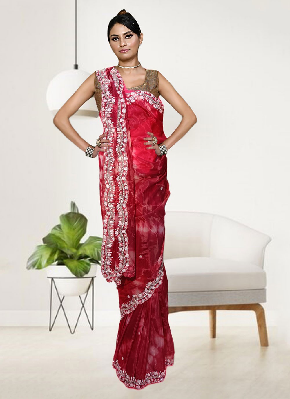 Classic Embroidered Tissue Saree - S6575